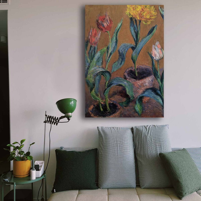 Wallity Pintura Decorativa en Lienzo Tres Macetas de Tulipanes de Claude Monet, 70 x 100 cm Wallity Pintura Decorativa en Lienzo Tres Macetas de Tulipanes de Claude Monet, 70 x 100 cm